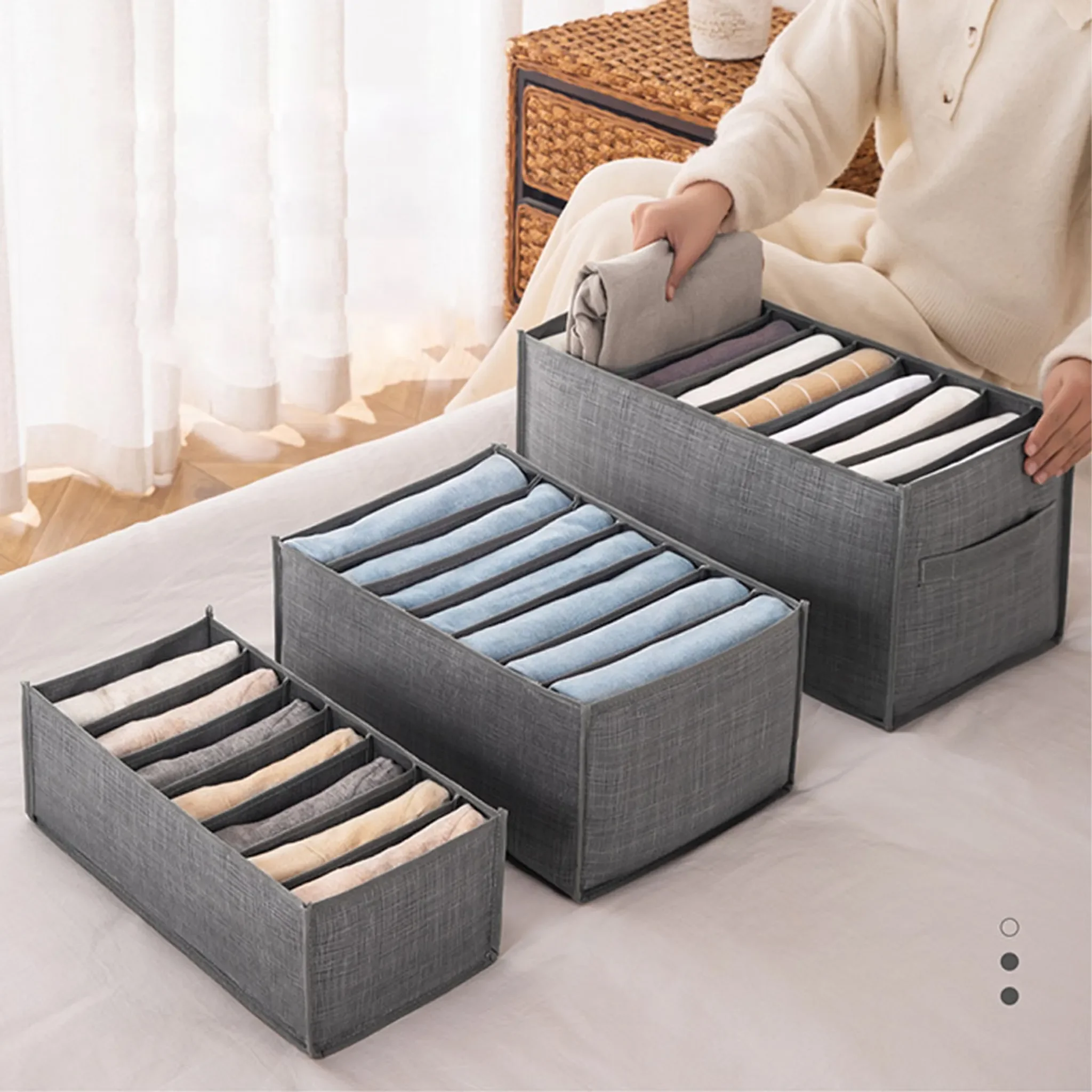 Stapelbarer Kleiderschrank-Organizer – 9 Fächer, dunkelgrau
